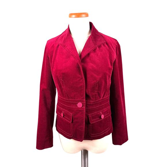 Talbots Petite Women Size 6P Red Velvet Brushed Lined Office Coat Blazer Jacket - Picture 1 of 10